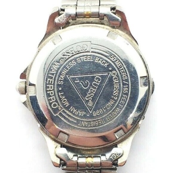 1996 Guess Waterpro Quartz Date two tone Women's Watch - New Battery - Picture 3 of 3